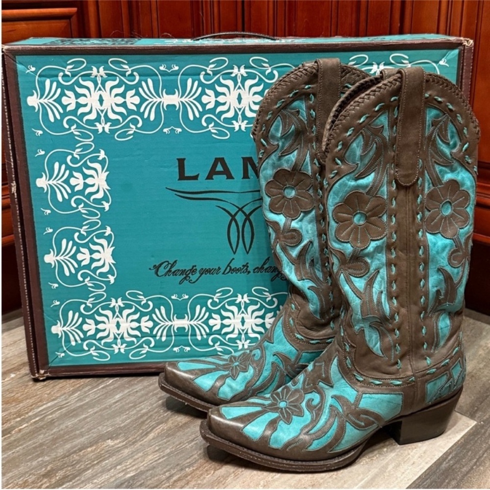 Lane Boots Poison Floral Flower Embroidered Cowboy Boots Cowgirl Wedding Rodeo 7 - Picture 4 of 7